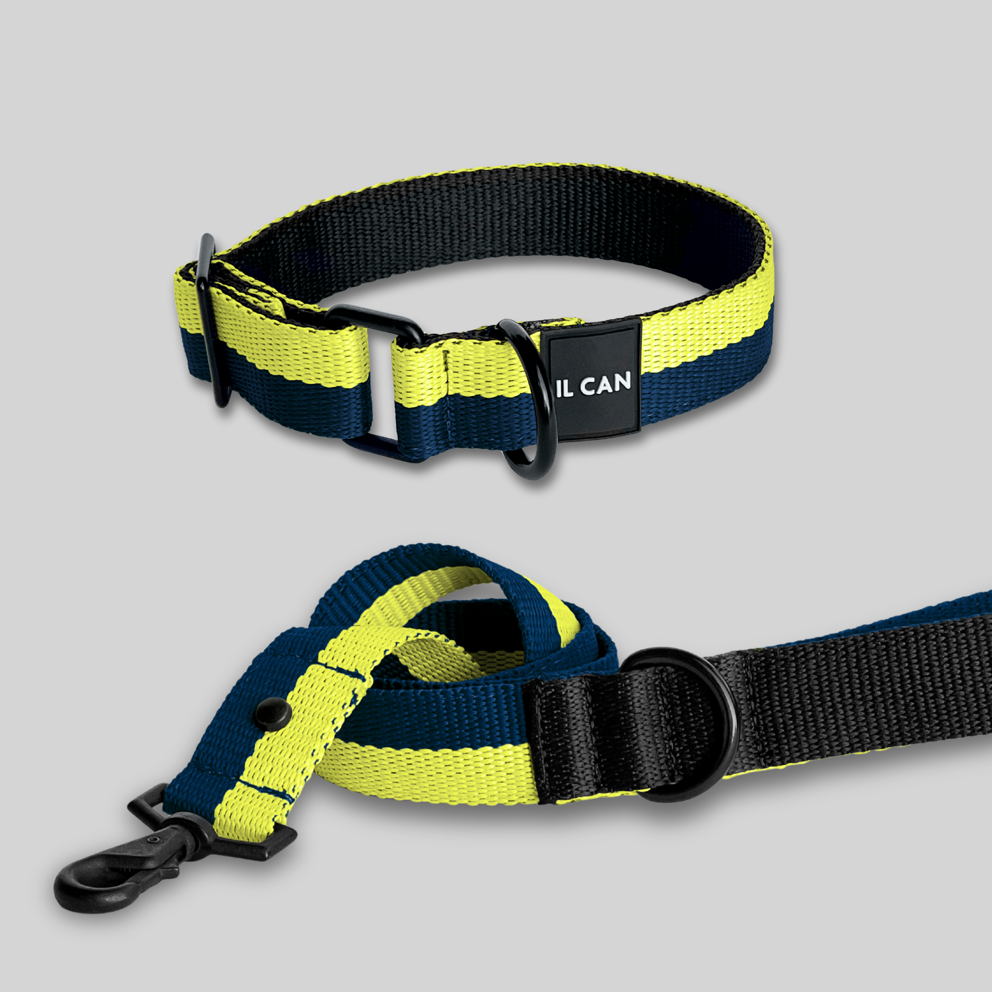 Set Collar y correas Navy lime - Il Can Atelier