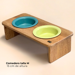 Comedero elevado en madera - Bowls cerámica