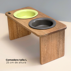 Comedero elevado en madera - Bowls cerámica